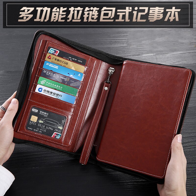 cute weekly A5 planner agenda organizer notebooks PU leather zipper notebook with lift handle refill writing pad 1289