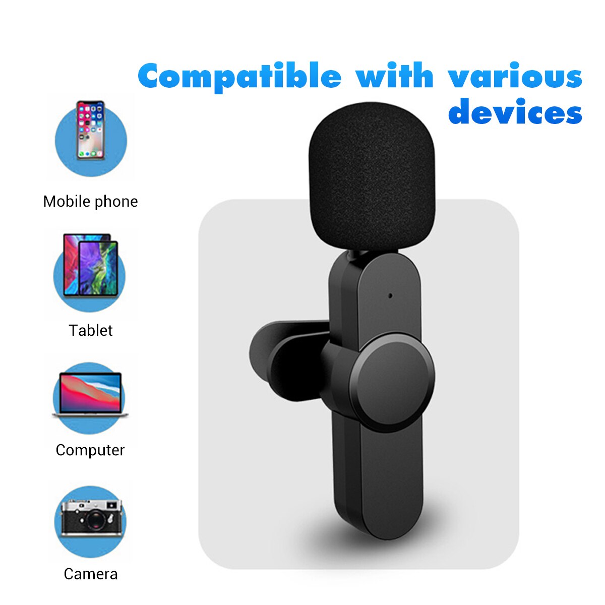 Aibevi Wireless Microphone 2.4GHz Mini Lavalier Mic Noise reduction Interview Mic for iOS for Type-C Smartphone Recording