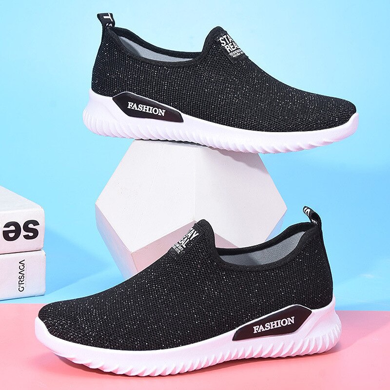Zpxhsm zomer dames casual gevulkaniseerde schoenen dames sneakers dames gebreide platte schoenen dames slip on dames loafers  a540