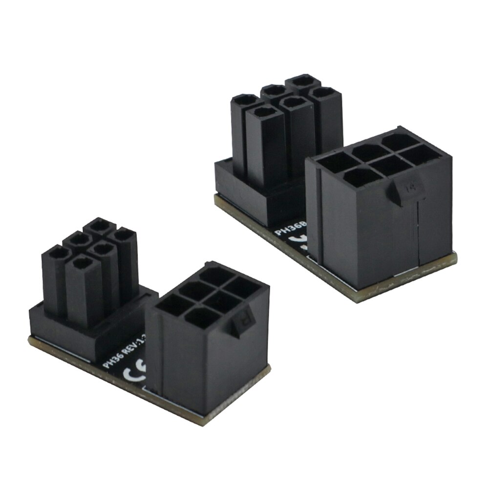 Angled Turning Connectors Angled Power Adapter Desktops 2x ATX 6 Pin Power Supply Adapter for Graphics Cards