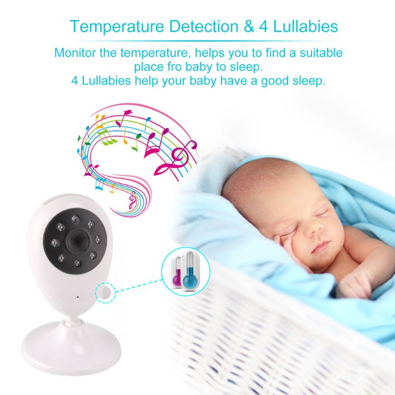 2.4 tommer trådløs video farve baby skærm høj opløsning baby barnepige sikkerhed kamera nattesyn temperatur monitor i