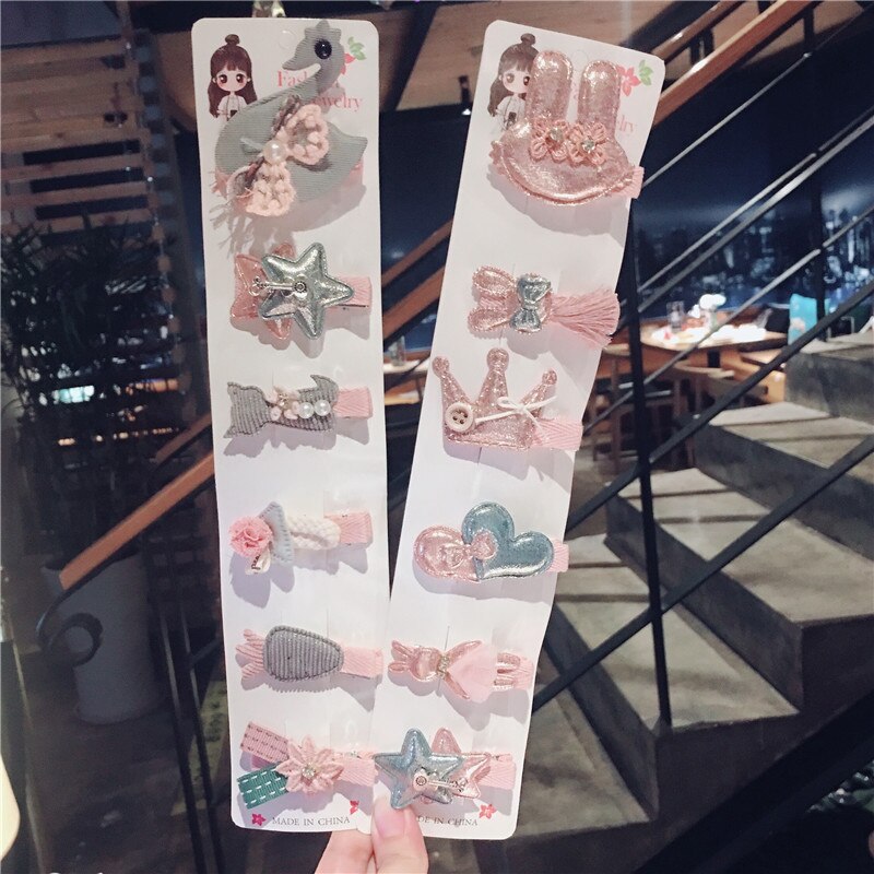 Pinces à cheveux de dessin animé pour bébé, 6 pièces, nœuds mignons, fleur, princesse, épingles à cheveux pour filles, couvre-chef, accessoires pour enfants