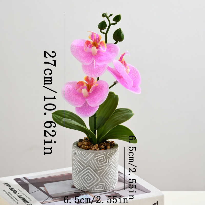 Orchidée papillon simulée, plante artificielle créative en pot, sans arrosage, Table à manger réutilisable, bonsaï décoratif pour la maison et le bureau: green