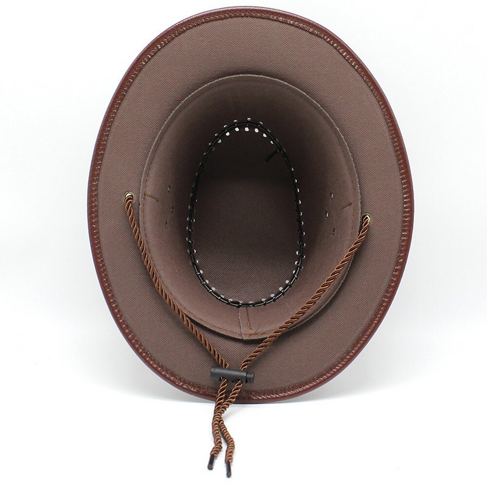 Men Cowboy Hat Western Style Cap For Male Artificial Leather Jazz Glossy Cool Boy Outdoor 56-58cm NZ0032