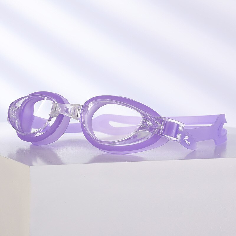 Gafas de natación graduadas para miopía, gafas de natación de silicona, antiniebla, dioptrías de agua recubiertas: Morado