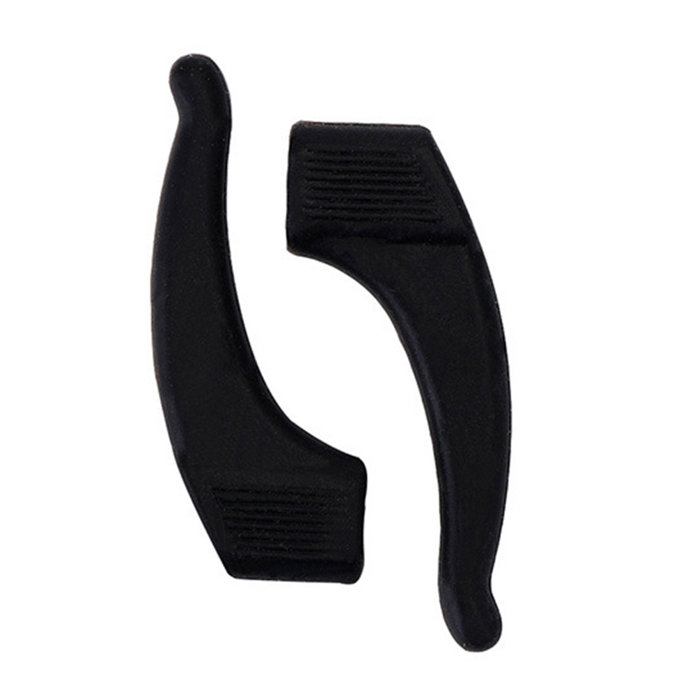 1 pairs Silicone Anti-slip Holder For Glasses Accessories White/Black Ear Hook Sports Eyeglass Temple Tip stoppers: black