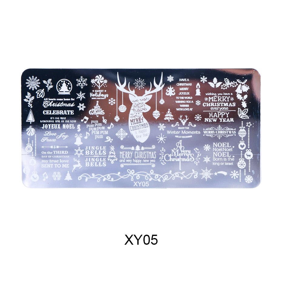 1 stk jule nail art stempling plater snøflak bokstaver blader negle stempel maler polish sjablonger manikyr trxy 01-08: Xy05