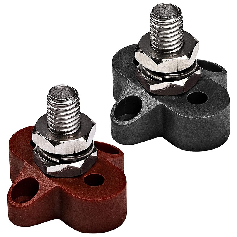 2Pcs Battery Power Distribution Terminal Block [M10 Dual Studs] [Max 48V ] Ground Insulated Junction Post: Default Title