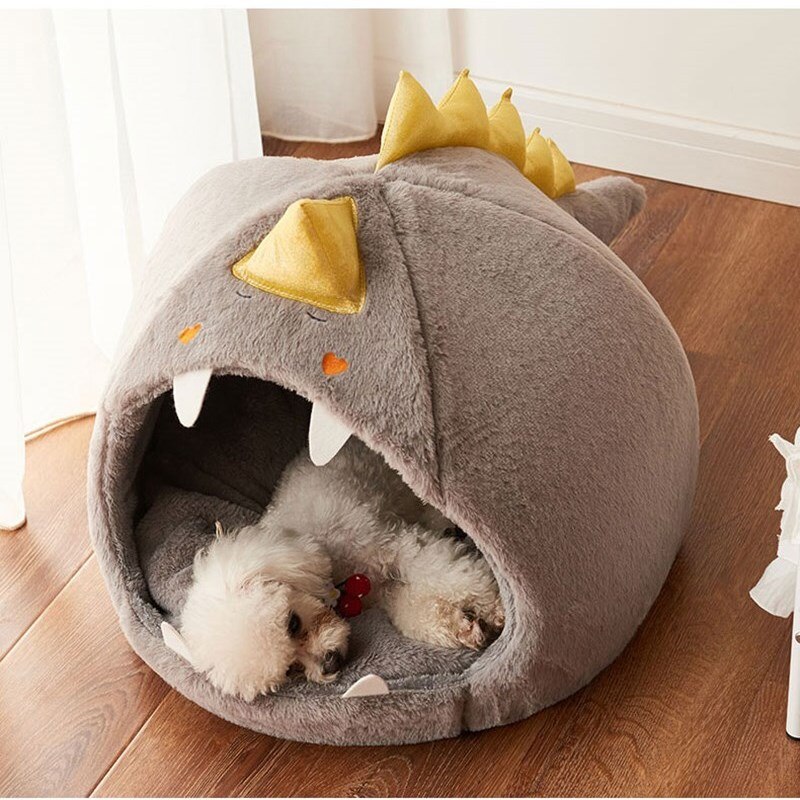 Dinosaur Shape Dog Bed Washable Removable Pet Supplies House Kennel Keeps All Seasons Warm Small Dog Teddy Universal Cat Bed