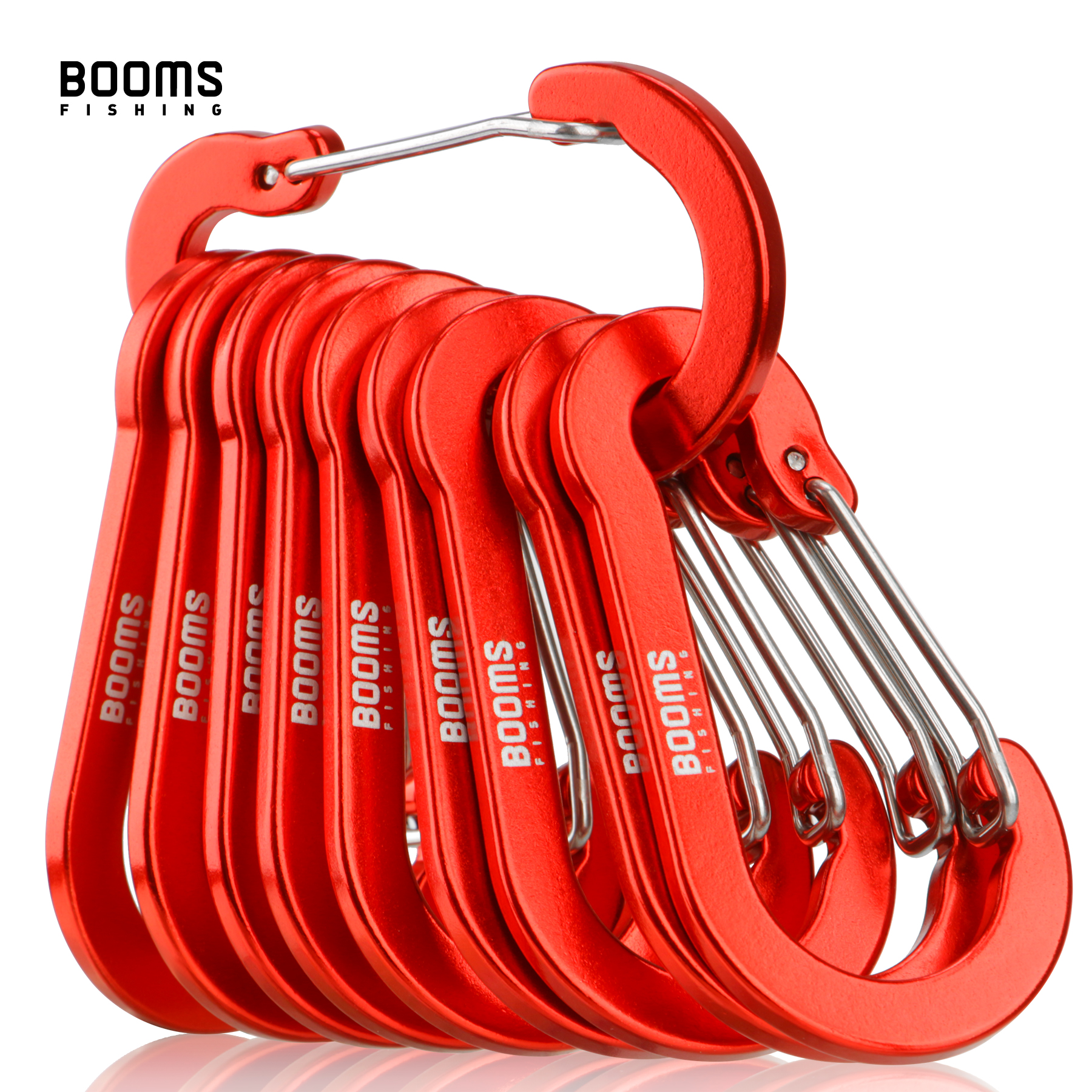 Booms Fishing CC5 MultiUse Carabiner 10Pcs 2.7in/7cm Outdoor Camping Buckle Keychain Aluminum Caribeaner Clip Fishing Acessories: Red