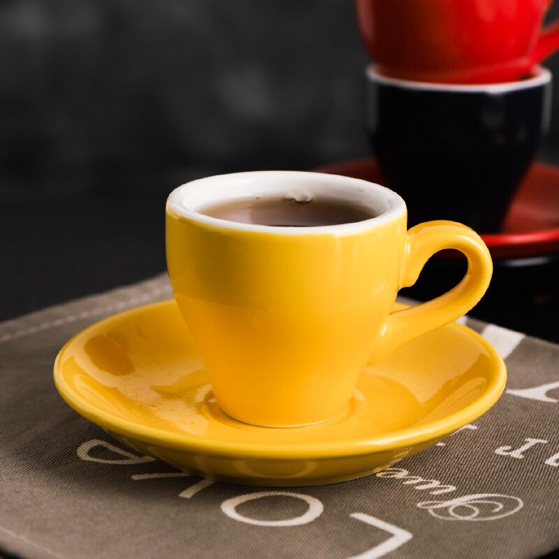 Klassiskt kaffekoncentratkoppset färgad keramisk espressokopp cappuccinokopp 300cc dragblomma koffie kopjes dessertkoppar