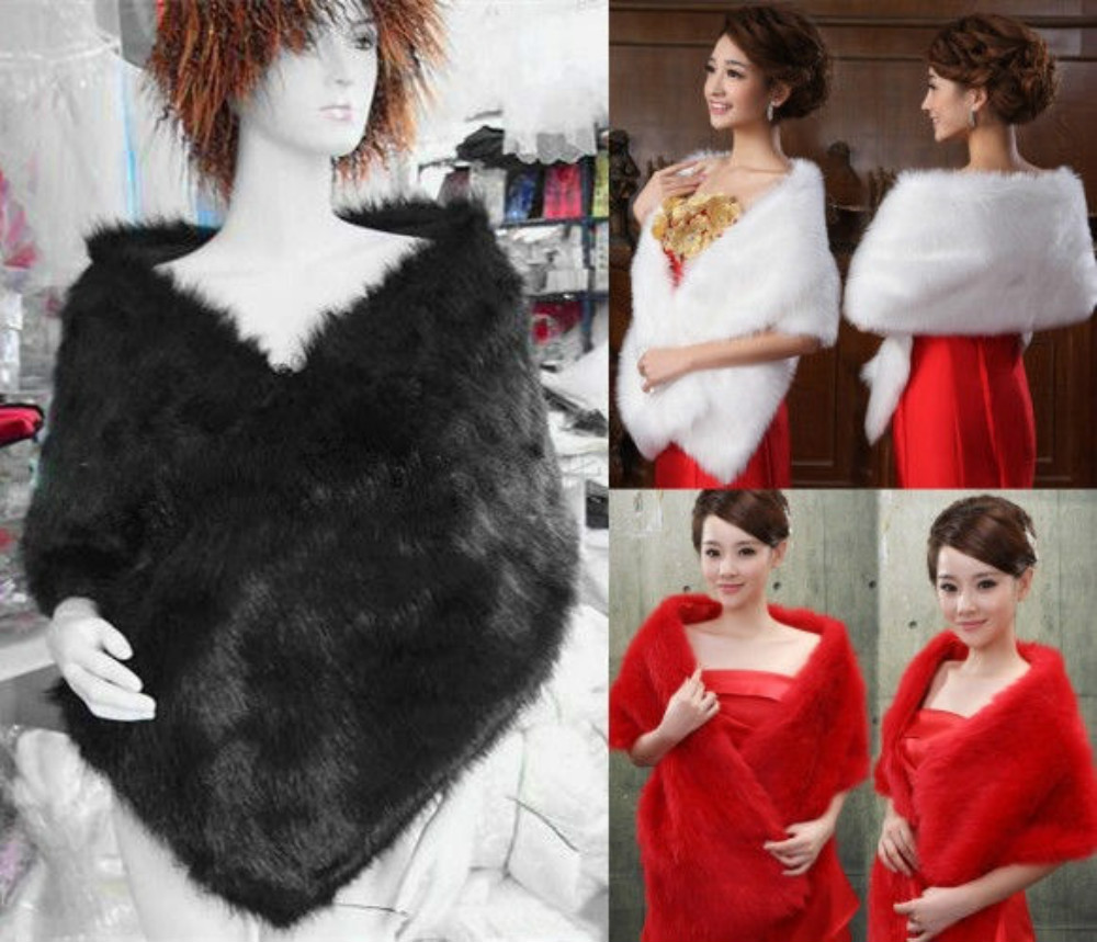 Mode Bruids Faux Fur Lange Sjaal Stola Wraps Shrug Sjaal One Size
