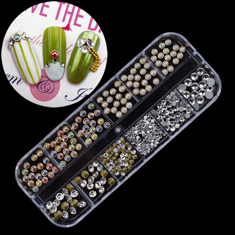1 låda glitter naglar strass multi size flat-back ab kristaller stenar 3d berlocker diy tips nagelkonst dekorationer glänsande diamanter: A15