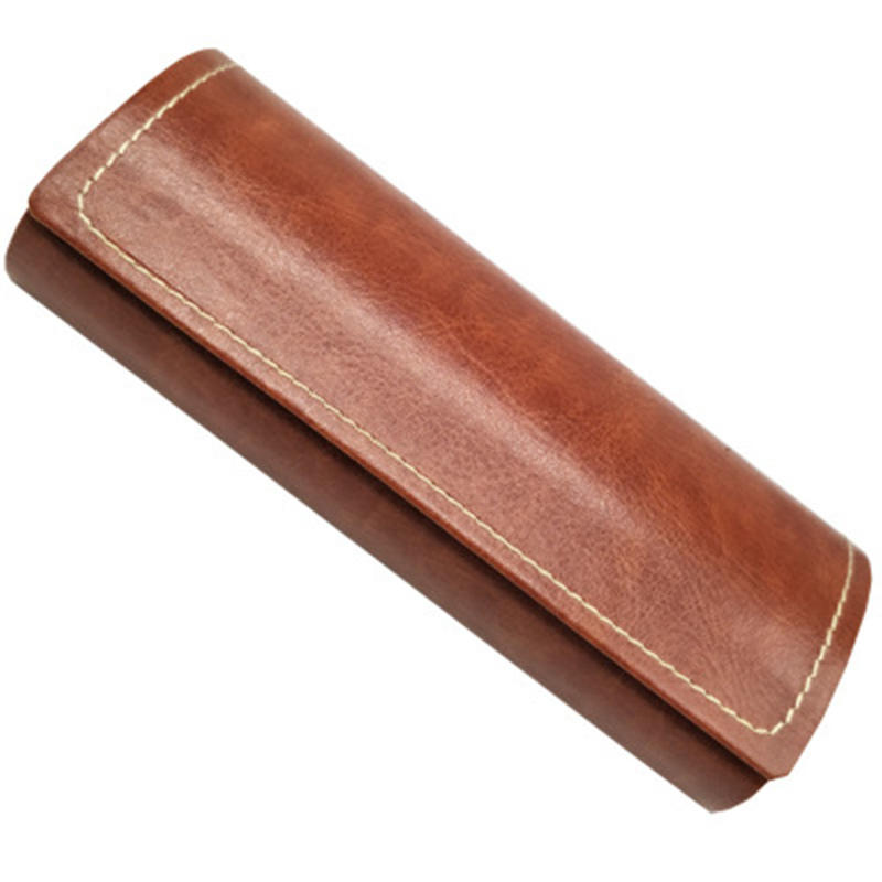 Portable Zipper Eye Glasses Clam Shell Sunglasses Hard Case Protector Box: Brown