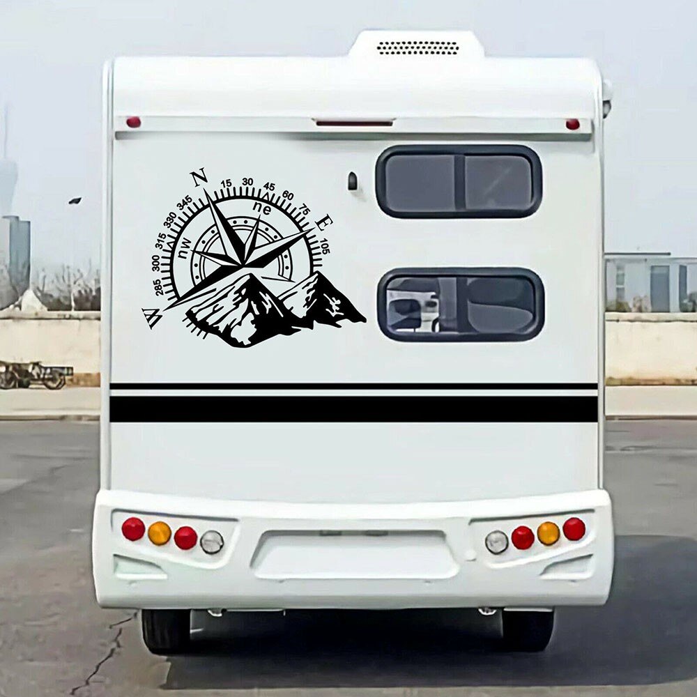 Pegatina de brújula de montaña para coche, calcomanía de vinilo grande para decoración de capó de coche, ventana de furgoneta, 50x60cm