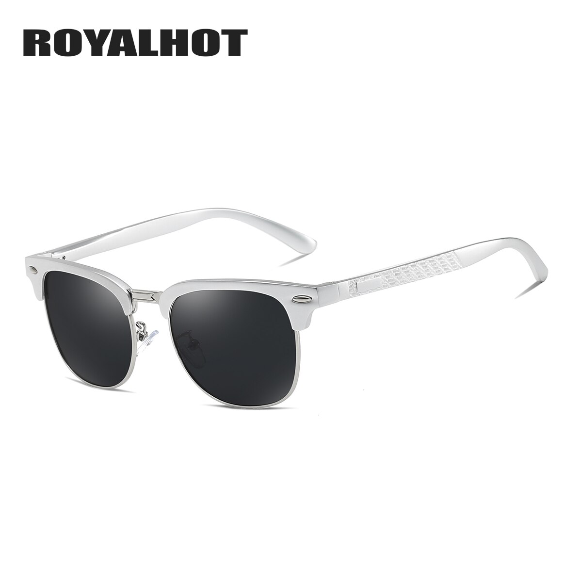 RoyalHot Männer Frauen Polarisierte Sonnenbrille Aluminium Magnesium Halb Rahmen Fahren Sonnenbrille Shades Oculos Männlichen 90089: White Grey