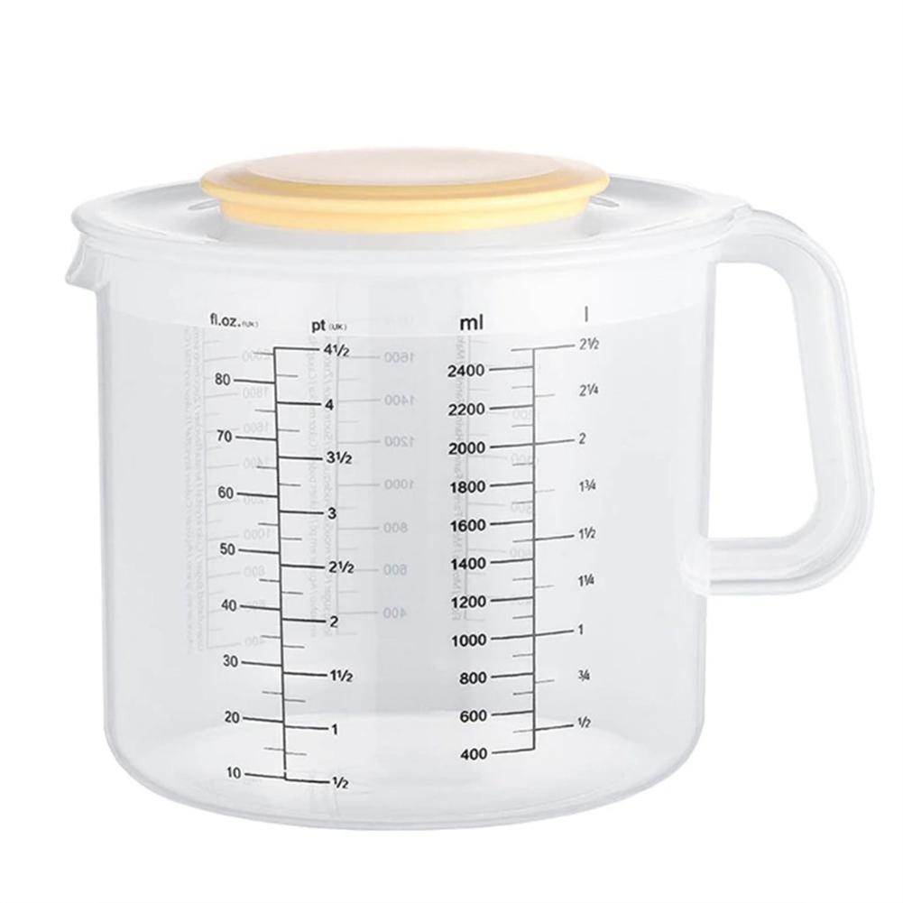 2.5l Baking Measuring Cup Transparent Home Scale Mixing Bowl With Lid Kitchen Tools: Default Title