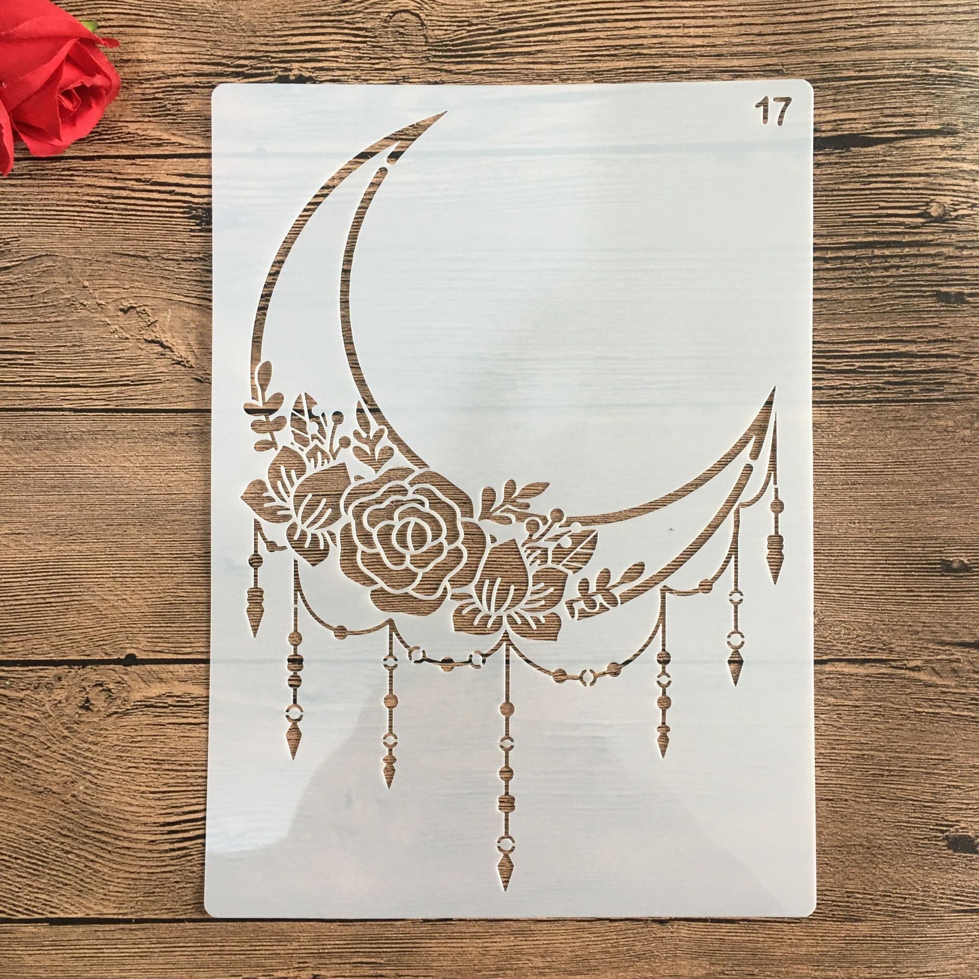 A4 29 * 21cm mandala måne gjør-det-selv-sjablonger veggmaleri utklippsbok fargelegging preging album dekorativ papirkortmal