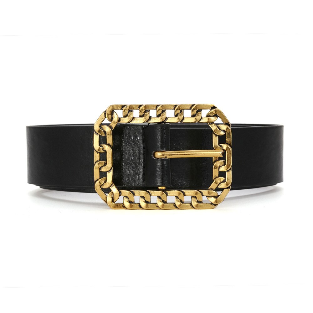 Vrouwen Ketting Riem Goud Metalen Gesp Riemen Voor Vrouwen Fluwelen Pin Gesp Pu Tailleband Vrouwelijke Jurk Jeans Mode