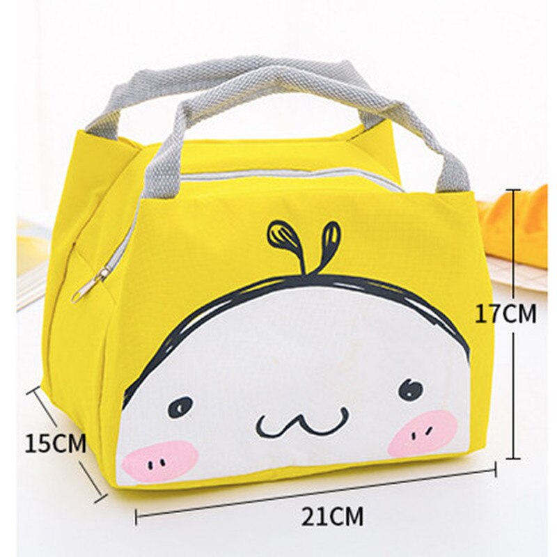 Cartoon Nette Mittagessen Tasche für Frauen Mädchen Kinder Kinder Thermische Isolierte Mittagessen Box Tote Lebensmittel Picknick Tasche Milch Flasche Beutel