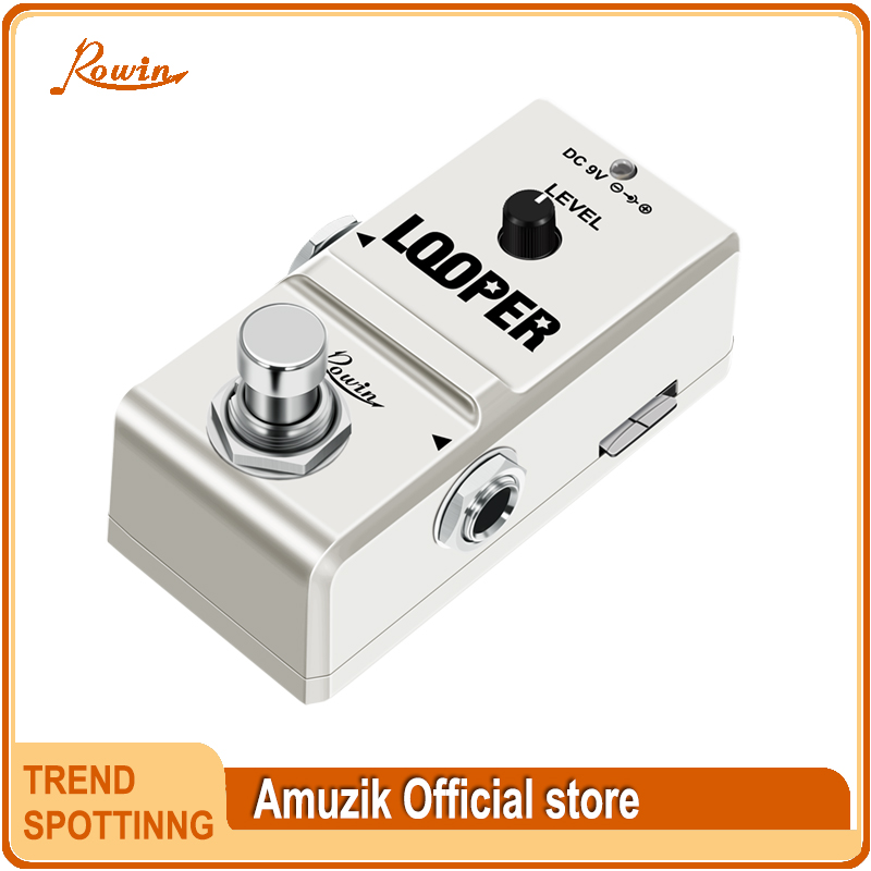 Rowin-Mini Loop Station Pedal Looper Effect Pedals for Electric Guitar, 10 Min Recording, Unlimited Overdub, 3 Modes: WHITE