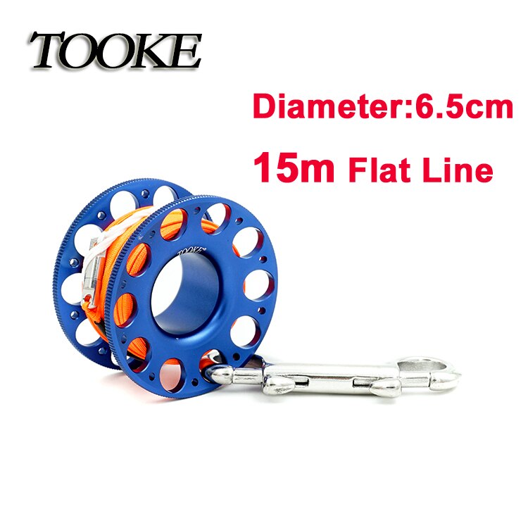 Scuba aluminium dykkerspole fingerhjul flad line snapbolt krog 15m 30m til snorkel hule dyk undervandsfiskeri
