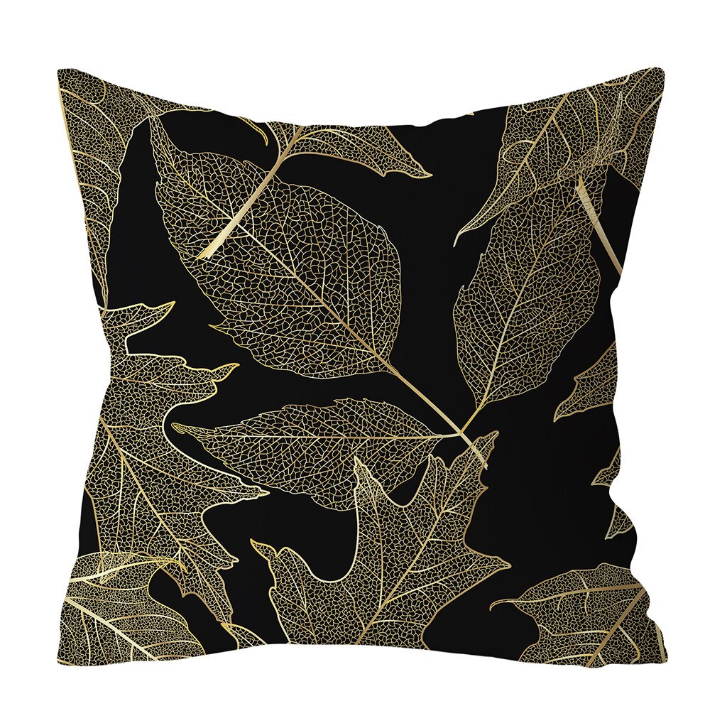 Gold Plant Gedrukt Polyester Kussensloop Decoratieve Kussens Voor Sofa Kussenhoes Home Decor Cojines Decorativos Para Sofá: E