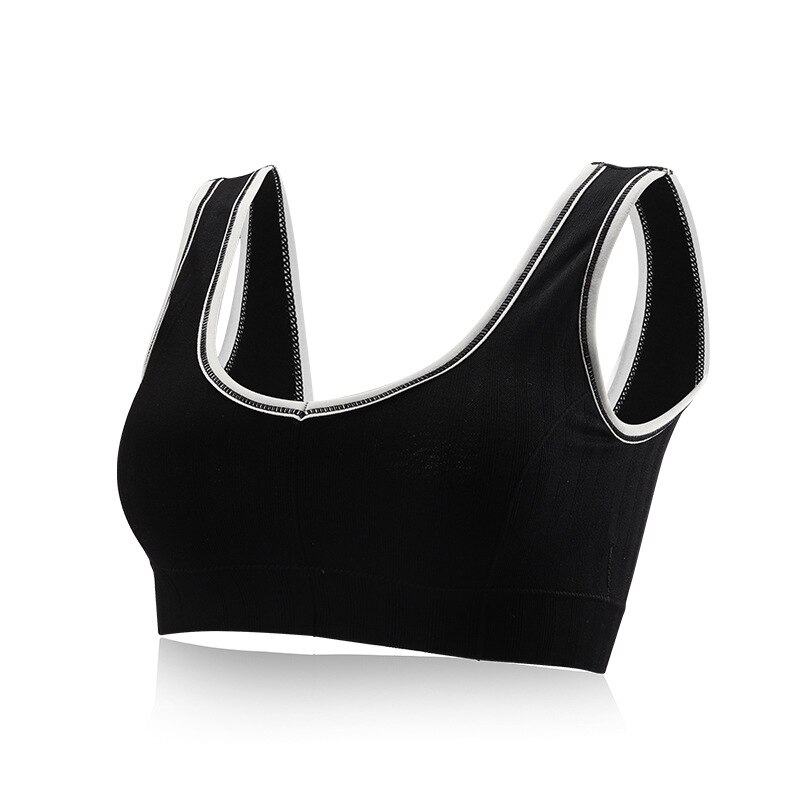 Deportes Yoga sujetador sin costura para mujer acolchado sujetador de Deporte Fitness correr gimnasio sujetador deportes interior Sujetador deportivo: Negro