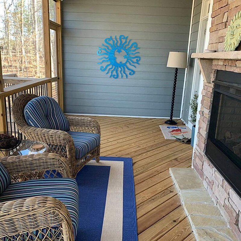 Solar Moon Metal Wall Art Steel Outdoor Decor Active Metal Reflective Wall - Fairy Garden Art Backyard Art