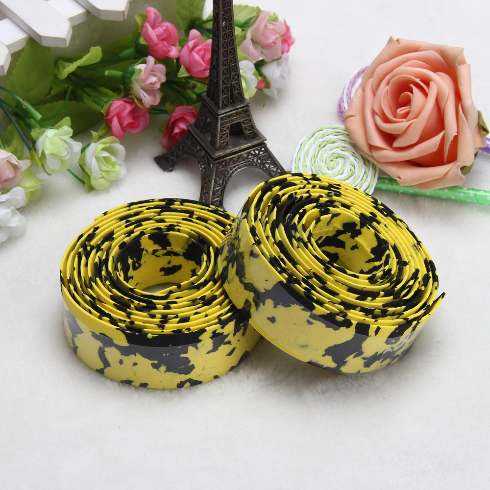 Road Bike Bicycle Handlebar Tape Camouflagebelt Cycling Handle Belt Cork Wrap with Bar Plugs non slip absorb sweat 911