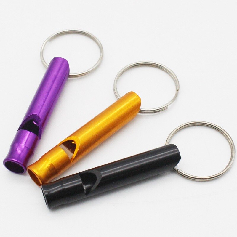 Silbato portátil de aleación de aluminio para entrenamiento de perros y gatos, silbato antiladridos para mascotas, sonido de llamada con llavero