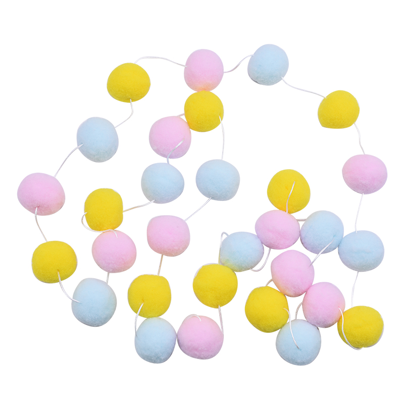 Guirlande murale avec pompon de 3cm 2.5M, décoration murale de 3cm, suspendue de Style nordique, pour chambre de bébé ou chambre d'enfant, pour la maison, de mariage: B05