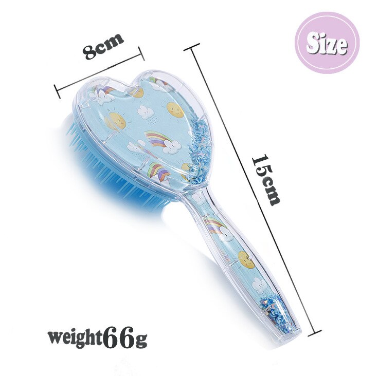 Cute Heart Hairdressing Comb for Kids Anti-knot Massage Hair Comb for Children Girls Cartoon Unicorn Flowing Stars Hair Comb
