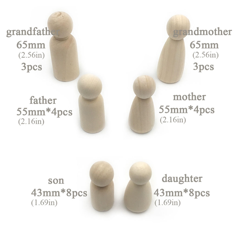 Houten Diy Vroeg Leren Speelgoed Zintuiglijke Onderwijs Mini Peg Pop Voor Schilderen H055