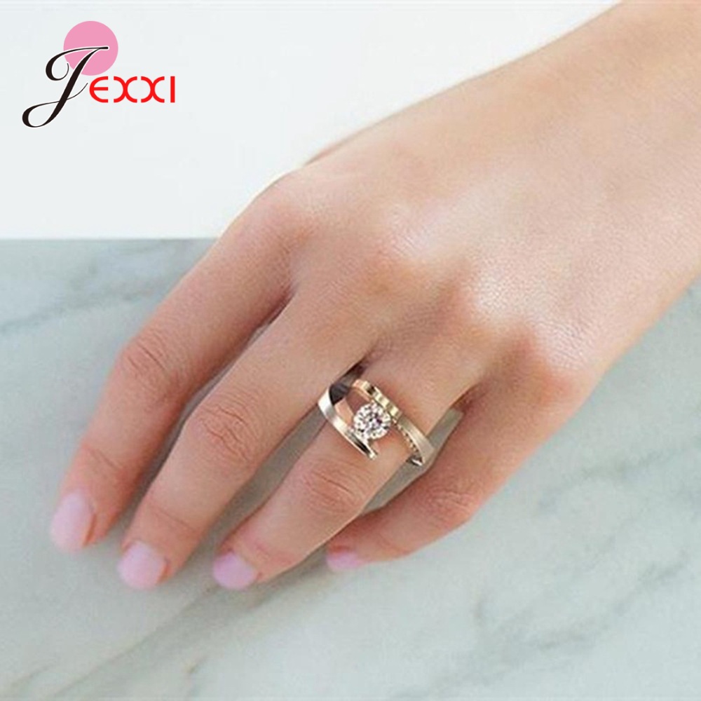 Fine 925 Sterling Silver Statement Finger Rings Punk Wide Band Shining Cubic Zircon Stones Handmade Hip hop Jewelry for Women