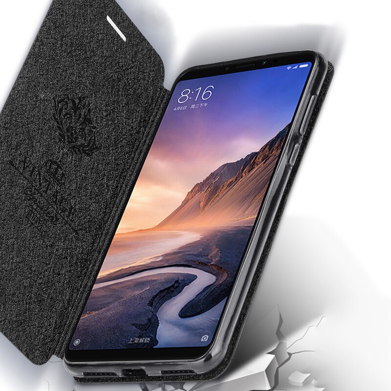 Coque à rabat en cuir et Silicone pour Xiaomi Mi MAX3, étui Original résistant aux chocs, style business, Mofi 360