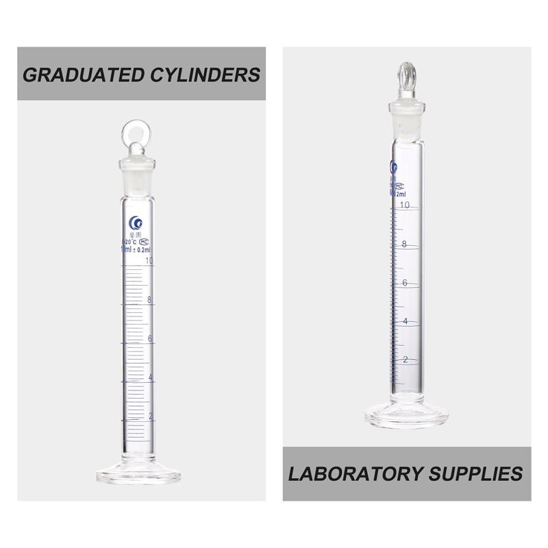 10ml Glass Measuring Cylinder Thick Graduated Cylinder Laboratory Supply With Stopper Beaker Flask Measuring Cup For Laboratory