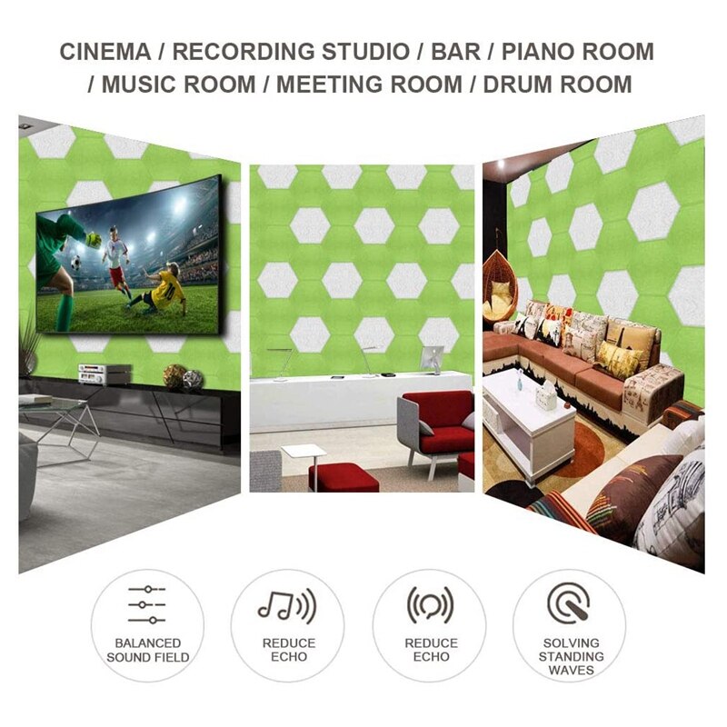 6 Pack Hexagon Acoustic Panels Sound Proof Padding... – Grandado