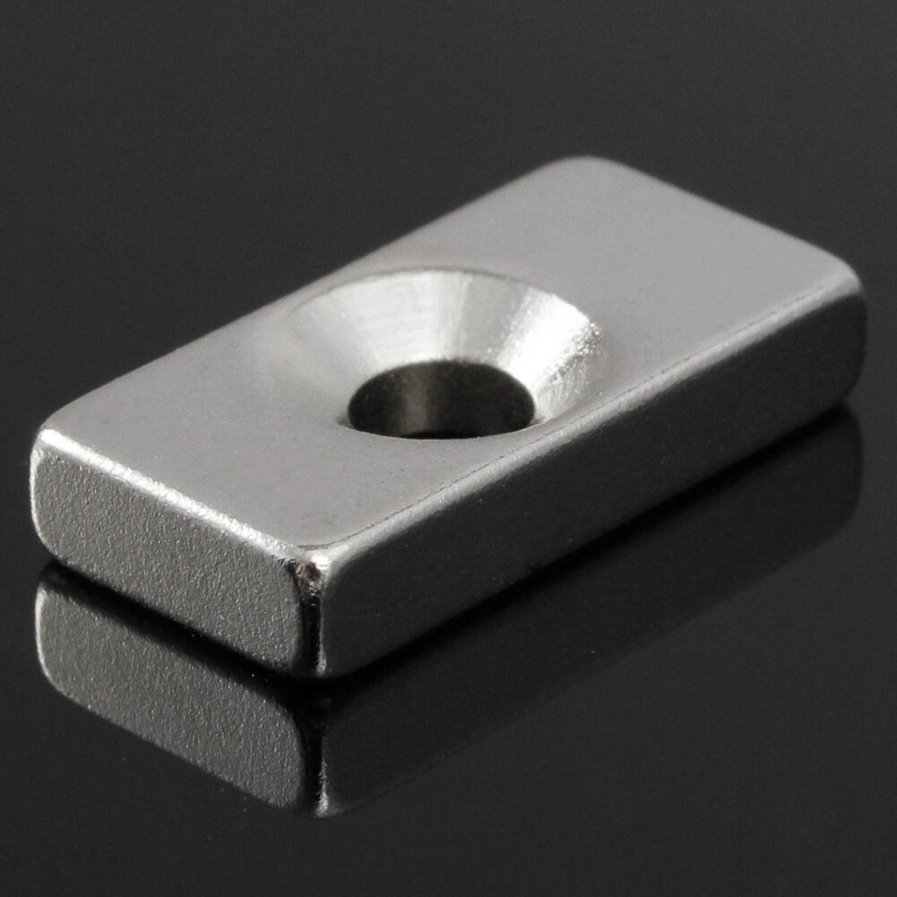 10Pcs Multipurpose 20X10X4Mm Cuboid 4Mm Gat N52 Super Sterke Zeldzame Aarde Magneten Ring blok Neodymium Magneet Koelkast Magneten