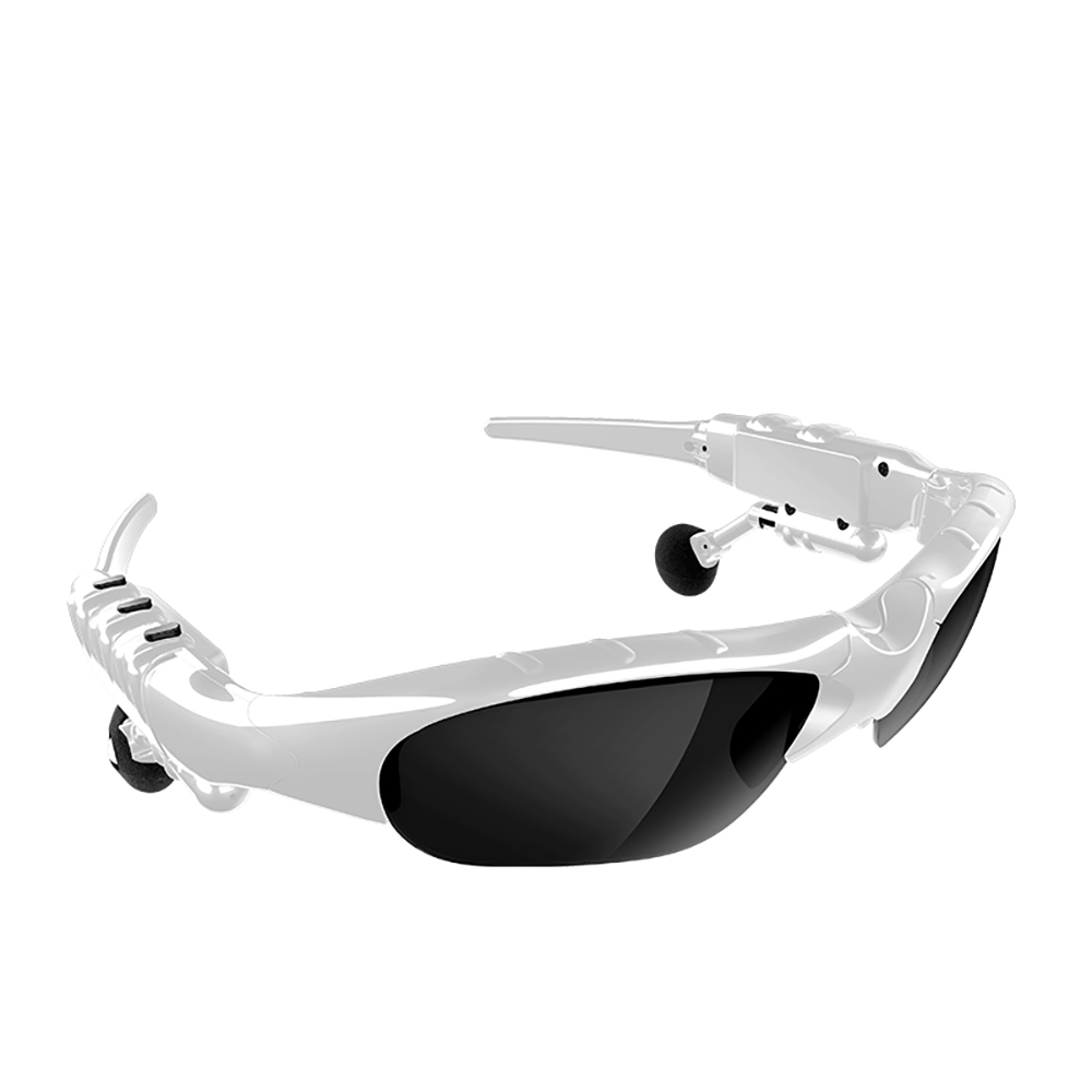 Stereo bluetooth briller musik bluetooth telefon trådløse øretelefoner sport hovedtelefoner med anti  uv400 polariserende linse til sport: Hvid