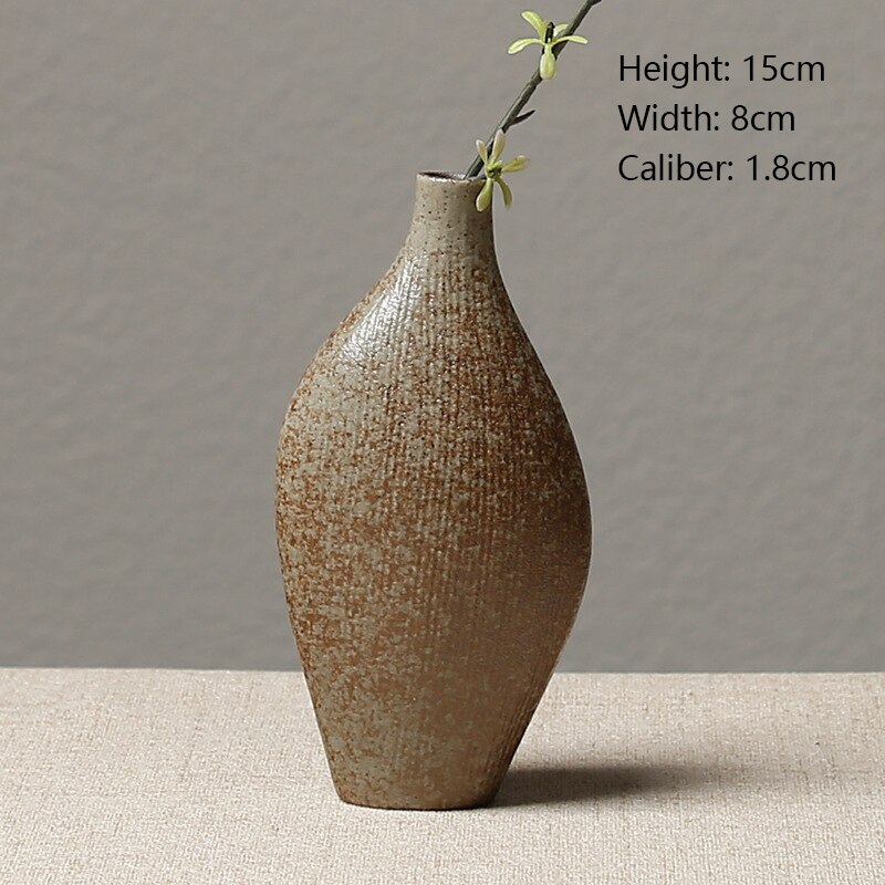 Europese Stijl Steengoed Bloem Keramische Vaas Chinese En Japanse Keramische Kleine Vaas Retro Bloem Aardewerk Ornamenten: 8