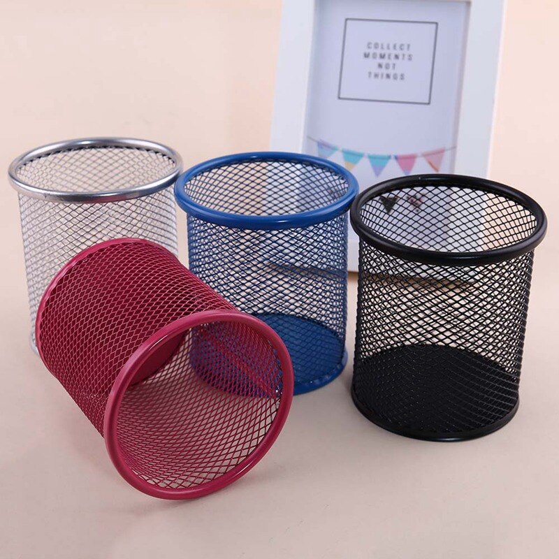 Pennholder kontor skrivebord metall mesh pennestativ blyant papirvarer holder skrivebord organizer stativ blyantveske