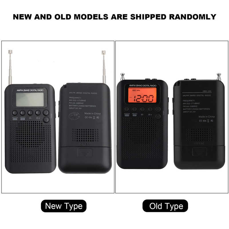 Mini LCD Digital AM FM Radio Speaker Decoding Digital Radio 2 Band 8UV Stereo Tuning Radio Pocket Radio with 3.5mm Headphone: Black