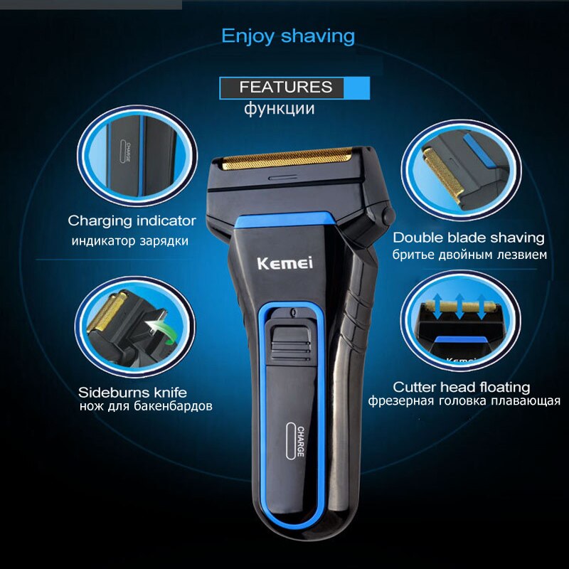Kemei elektrisk barbermaskine til mænd genopladelig barbermaskine udskiftning barbermaskine skægtrimmer trådløs skæremaskine 40d km