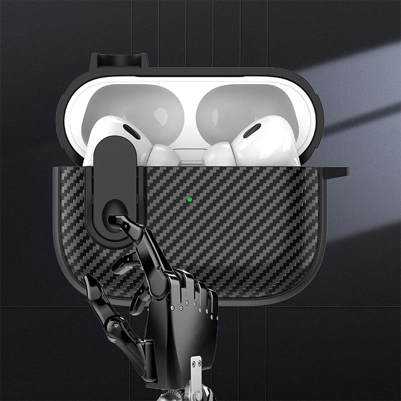 Funda con cerradura de fibra de carbono para Apple AirPods Pro 2 2nd 3 2 1 generación, fundas para AirPods Pro 2023, carcasa de TPU a prueba de golpes