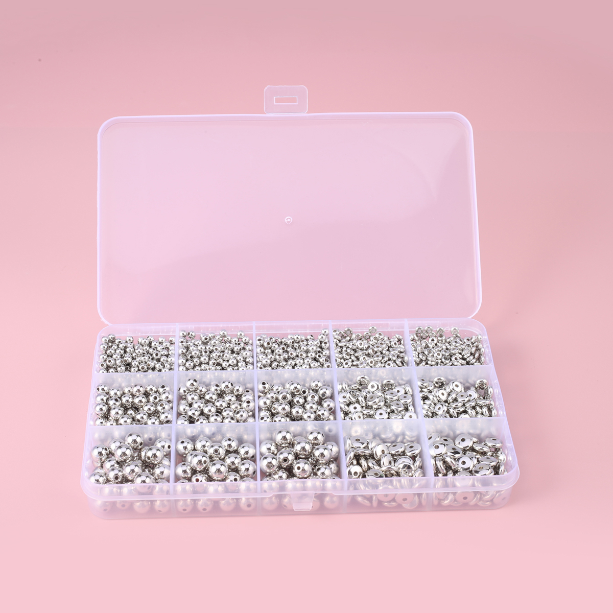 Traje de joyería artesanal hecho a mano, caja de cuentas pequeña de colores mezclados, apto para mujeres y hombres, accesorios de artesanía al por mayor, 2023: Rosa