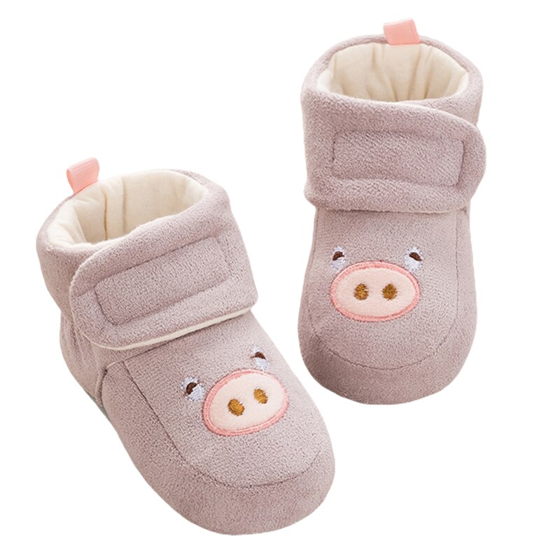 Baby antislip sneaker wandelen zachte zool ademend verjaardag pluche borduurwerk varken cartoon laarzen