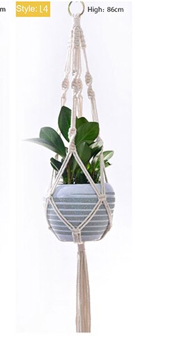 Opknoping Mand Geknoopt Macrame Plant Hanger Cottonflower Mand Lifting Touw Opknoping Mand Bloempot Houder Balkon Tuin Decoratie: 14