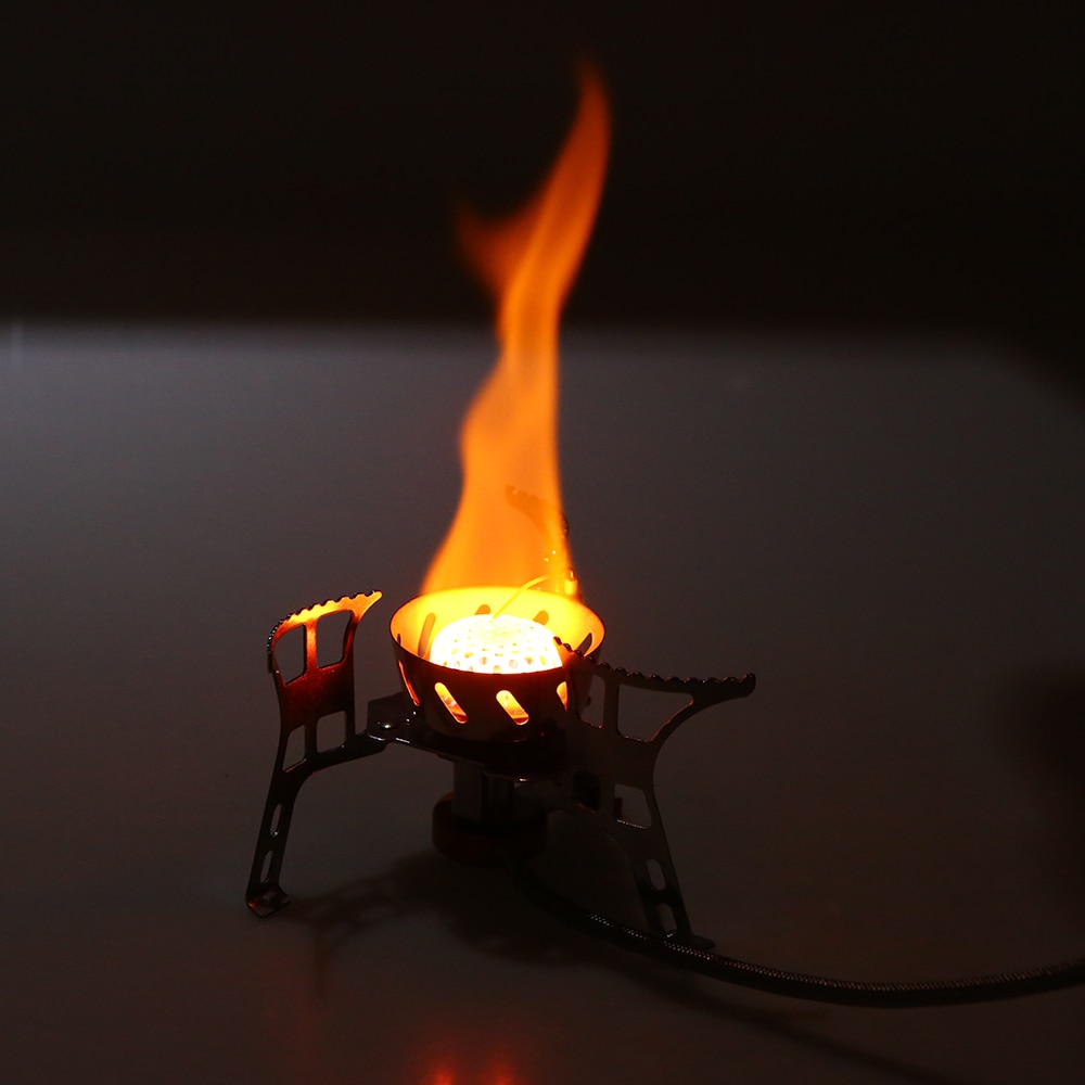 Portable Windproof Camping Gas Stove Outdoor Cooking Stove Foldable Split Burner with Gas Conversion Head Adapter