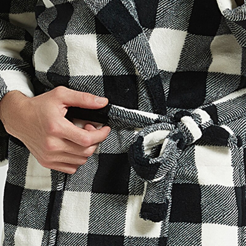 Flannel Bathrobe Men Robe Male with Hooded Thick Dressing Gown Pajamas Men&#39;s Bathrobe Winter Long Plus Size XL Bridesmaid Robes